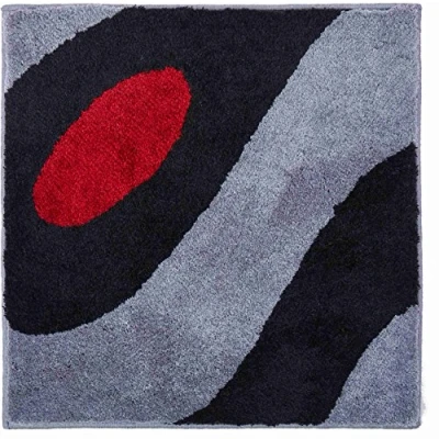 Afbeelding van Grund Designer badmat COLANI, Ultrazacht en absorberend, Antislip, 5 jaar garantie, Colani 35, WC sjabloon o.A. 60x60 cm, Lichtgrijs zwart