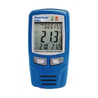 Afbeelding van PeakTech 5180 datalogger voor temperatuur en luchtvochtigheidsgegevens 40,+70 C, 0 100% relatieve luchtvochtigheid