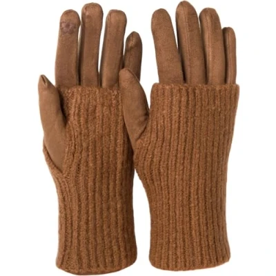 Afbeelding van styleBREAKER Handschoenen voor dames met touchscreen, afneembare gebreide manchetten, warme vingerhandschoenen, winter 09010022, chocoladebruin, Eén maat