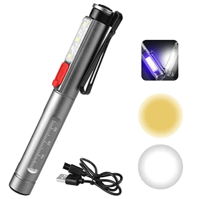 Afbeelding van medische ledlamp, diagnostiek, diagnose, penlight, herbruikbaar, met pupill kaliber voor verpleegkundigen en artsen, zakclip