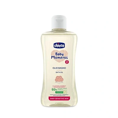 Afbeelding van Chicco Baby Moments Badolie voor de gevoelige huid, met natuurlijke formule zacht en hydraterend effect, 0+ maanden 200 ml