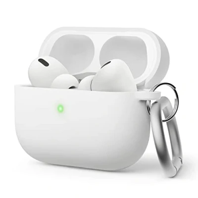 Afbeelding van elago Liquid Hybrid Hoesje Compatible met Apple AirPods Pro 2e Generatie Case Cover (2022), Triple Layer Bescherming, Beschermend Geval Sleutelhanger, Stofbestendig Hoes, Schokbestendige (Wit)