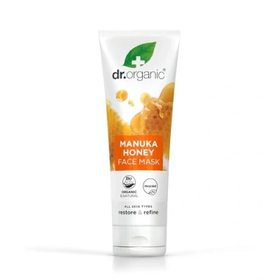 Afbeelding van Dr Organic Manuka Honing Gezichtsmasker, Voedend, Droge Huid, Voor Mannen, Vrouwen, Natuurlijk, Vegetarisch, Dierproefvrij, Zonder Parabenen &amp; SLS, Gerecycled Recyclebaar, Biologisch, 125ml