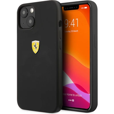 Afbeelding van Ferrari Silicone Back Case Geschikt voor Apple iPhone 13 (6.1&quot;) Zwart