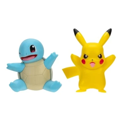 Afbeelding van POKEMON PKW3586 First Partner 2 Pack Inch Squirtle en Pikachu Battle Figures met authentieke details, meerkleurig
