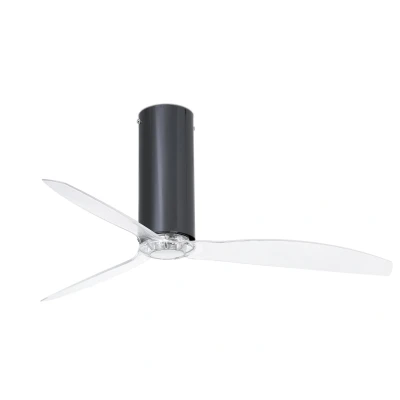 Afbeelding van Faro Lighting Tube Medium Plafondventilator Helder, Zwart Glans Optioneel LED licht Apart Verkrijgbaar