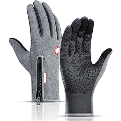 Afbeelding van Tech Fleece Handschoenen Maat L Betere model Grijs Waterdichte Winter Handschoen Scooter / Fiets Wandelen Heren en Dames Sporthandschoen Touchscreen Sinterklaas Kerst