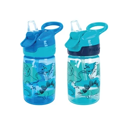 Afbeelding van Nuby Incredible Gulp 048526890453 babyfles met draaggreep, vaatwasmachinebestendig en magnetronbestendig, 18 maanden (dinosaurus, verpakking van 2)