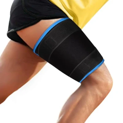 Afbeelding van supregear Ondersteuning Dijbrace, Verstelbaar Hamstring Quad Compressie Mouw, Neopreen Dij Wrap Compressiemouw voor Bovenbeen, Been Slanker Vrouwen Mannen, Herstel van Spierblessures, Blauw