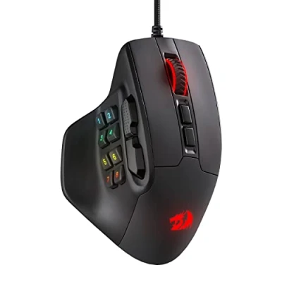 Afbeelding van Redragon M811 Aatrox MMO gamingmuis, 15 programmeerbare toetsen, bekabelde RGB gamingmuis met natuurlijke ergonomische grip, 10 macrotoetsen aan de zijkant