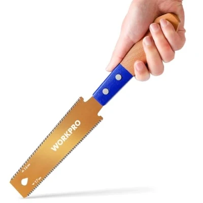 Afbeelding van WORKPRO 150 mm Japanse Zaag met 0,6 SK5 Mes en Houten Handvat, Dubbele Kant Handzaag 17TPI/14TPI, Professionele Fijne voor Houtbewerking, Doe Het Zelf Timmerwerk