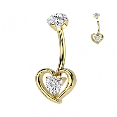 Afbeelding van Piercing titanium hartje inside goud