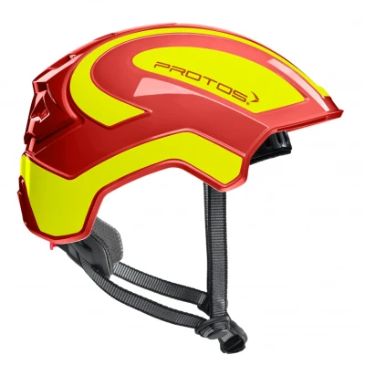 Afbeelding van Pfanner Protos Integral industrie, hoogte en boomverzorging helm Climber rood/geel (incl. kinband)
