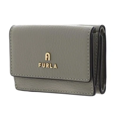 Afbeelding van FURLA Leren Portemonnee Vitello St. Eracle Compact Wallet Marmo C Lichtgrijs