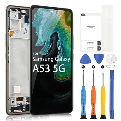 Afbeelding van ARSSLY LCD scherm voor Samsung Galaxy A53 5G SM A536B A536U A536E 6,5 inch (16,5 cm) display, digitizer, touchscreen, montage met gereedschap (zwart frame, inbegrepen)