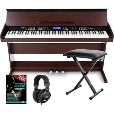 Afbeelding van FunKey DP 88 II digitale piano bruin set met Economy keyboardbank, koptelefoon en pianomethode