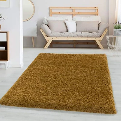 Afbeelding van Carpetsale24 Hoogpolig Vloerkleed Goud Effen Tapijt Shaggy Modern Woonkamer Slaapkamer, Kinderkamer Trend Soft Fluffy 200 x 290 cm