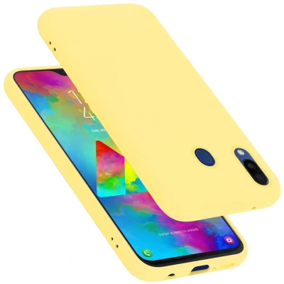 Afbeelding van Cadorabo Hoesje geschikt voor Samsung Galaxy M20 in LIQUID GEEL Beschermhoes gemaakt van flexibel TPU silicone Case Cover