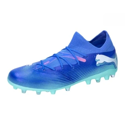 Afbeelding van Puma Future 7 Match MG Voetbalschoenen met kunststof noppen, Heren, Maat: 43, Bluemazing/white/electric peppermint Textiel/ synthetisch