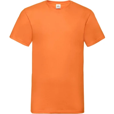 Afbeelding van Fruit Of The Loom Heren Valuegewicht V hals, T shirt met korte mouwen. (Oranje) Maat XL EK WK Olympische Spelen