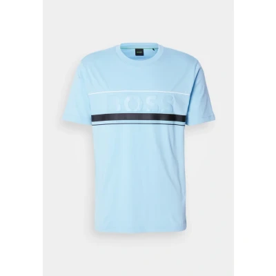 Afbeelding van BOSS TEE Iconic ZONE Tshirt print, Heren, Maat: Medium, Light/pastel blue
