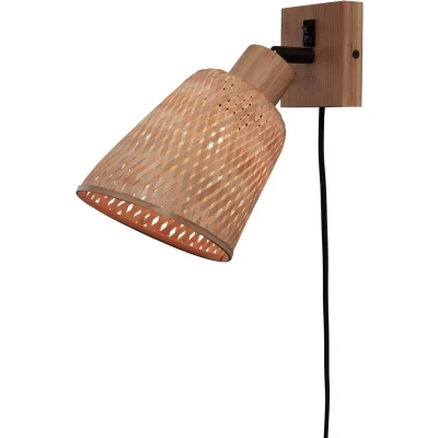 Afbeelding van Good&amp;Mojo Wandlamp Java Bamboe Naturel 15x15x22cm