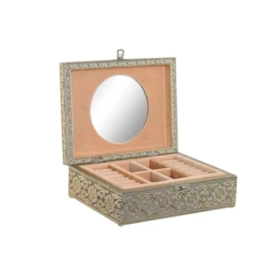 Afbeelding van Doos Juwelenkistje Home ESPRIT Wit Champagne Hout Aluminium 22,5 x 17,5 7,6 cm