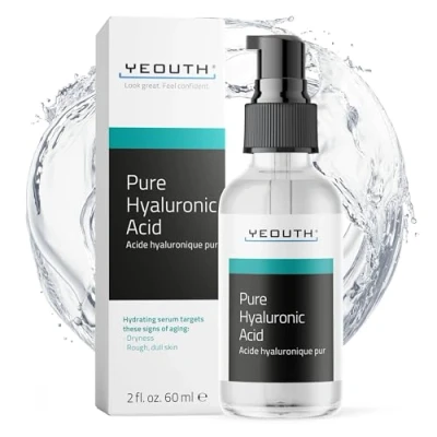 Afbeelding van YEOUTH Hyaluronzuurserum voor gezicht van 100% pure anti verouderingsformule met klinische sterkte! Houdt 1000 keer zijn eigen gewicht vast in water, maakt de huid voller en hydrateert, volledig natuurlijke vochtinbrengende crème (2 oz)
