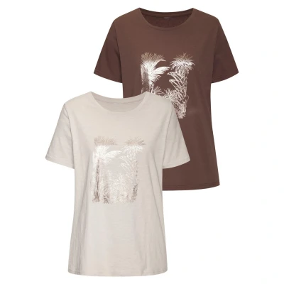 Afbeelding van Vivance T shirt Met goudkleurig glanzend folieprint