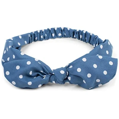 Afbeelding van styleBREAKER Dames haarband met stippenpatroon, strik en elastiek, hoofdband, pinup, rockabilly, haarversieringen 04026036, Farbe:Blauw