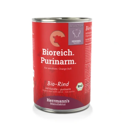 Afbeelding van Herrmann&#039;s Bio Sensitive hond Purinearm Rund met wortel 400 gr. per 12 stuks