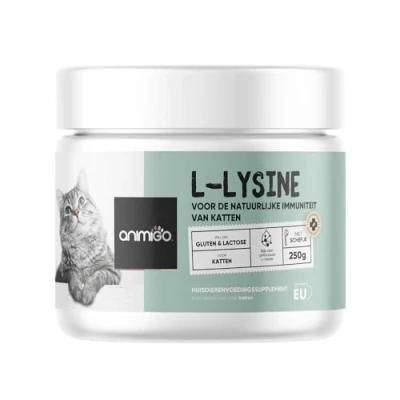 Afbeelding van Animigo L Lysine poeder voor katten Ondersteunt de weerstand van je kat 250 gram