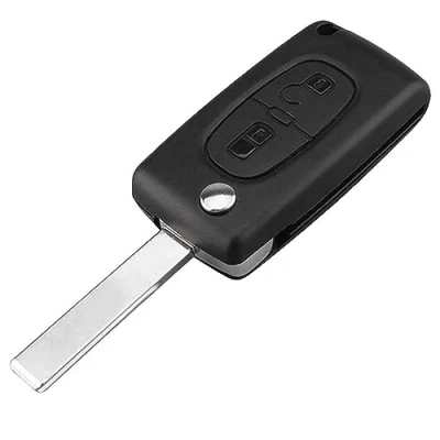 Afbeelding van OcioDual Plip CE0536 sleutelhoes met 2 knoppen en HU83 lemmet, afstandsbediening compatibel Peugeot 206 207 306 307 308 407 607 806, Citroen C2 C3 C4 C5 C6, Key Case