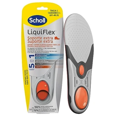 Afbeelding van Scholl LiquiFlex inlegzolen, versterkte ondersteuning, herenschoenen, maat 41 46,5, met vormgeheugen en ondersteuning van de voetboog, 1 paar