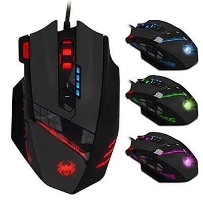 Afbeelding van Zelotes Gaming Muis,12 programmeerbare knoppen, 4800DPI,USB LED Ergonomische Muis,Bedrade Muis Mouse voor Notebook,PC,Zwart