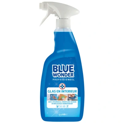 Afbeelding van Glasreiniger Blue Wonder Prof glas en interieur spray 1L
