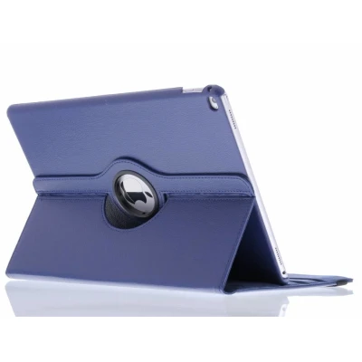 Afbeelding van Apple iPad Pro 12.9 Hoes 360 Draaibare Bookcase Donkerblauw Kunstleder Tablet Hoezen