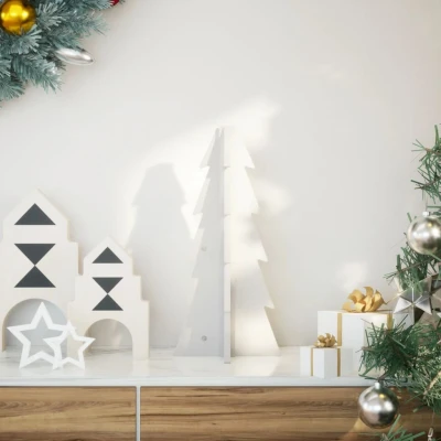 Afbeelding van Kerstdecoratie kerstboom 49 cm massief grenenhout wit