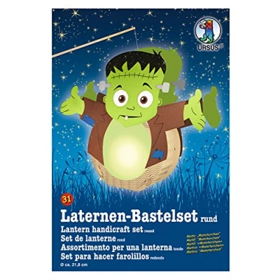 Afbeelding van Ursus 18700031 lantaarns knutselset, monstertjes, ca. 21,8 x 21 10,3 cm, diameter inclusief sjabloon met knutselhandleiding, om zelf vorm te geven, ideaal voor de volgende