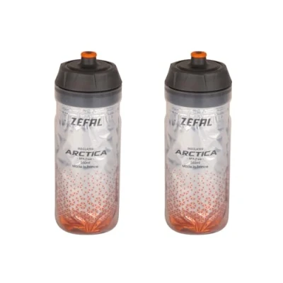 Afbeelding van ZEFAL Arctica 55 Fietsfles, 550 ml, twee stuks, thermosfles, geurloos en waterdicht, sportfles, BPA vrij, zilver/oranje