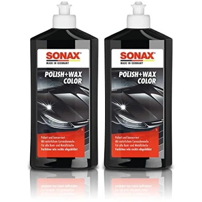Afbeelding van 2 x 500 ml SONAX POLISH &amp; WAX COLOR NANOPRO ZWART auto polituur lak