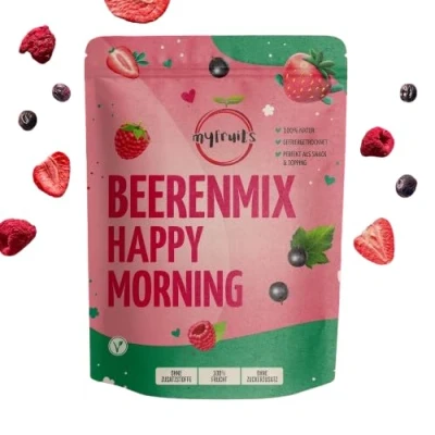 Afbeelding van myfruits Bessenmix, 100 g, gevriesdroogd fruit bessenmengsel, zonder toegevoegde suiker, aardbeien, frambozen, aalbessen, gedroogde vruchtenmix