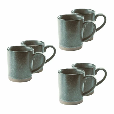 Afbeelding van LOBERON Mok set van 6 Biarré turquoise/bruin