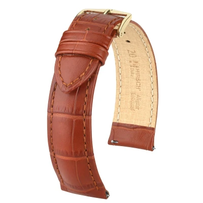Afbeelding van Hirsch Horlogeband Duke Goudbruin Leer 16mm