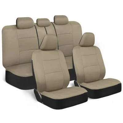 Afbeelding van BDK PolyPro autostoelhoezen Volledige set in effen beige voor en achterbankhoes autostoel, eenvoudig te installeren, universele pasvorm interieuraccessoires vrachtwagens SUV