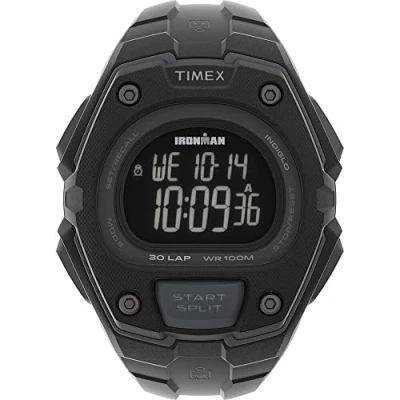 Afbeelding van Timex Ironman Klassiek 45mm digitaal horloge van grijze kunststof voor heren TW5M48600