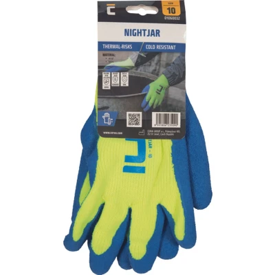 Afbeelding van Cerva NIGHTJAR blister handschoen gedoopt in latex 01060032BN 12 stuks Geel/Blauw