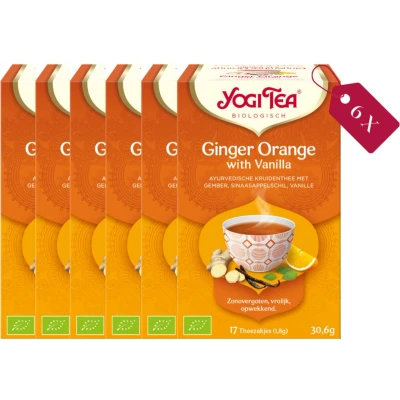 Afbeelding van 6x Yogi tea Ginger, Orange, Vanilla Biologisch 17 stuks