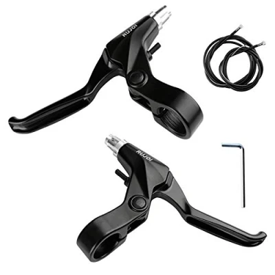 Afbeelding van RUJOI fietsremhendelset, 1 paar aluminium fietsremhendel met 2 set fietsremkabeldraad en behuizing voor mountainbike, MTB, racefiets, vouwfiets, 2,2 cm diameter