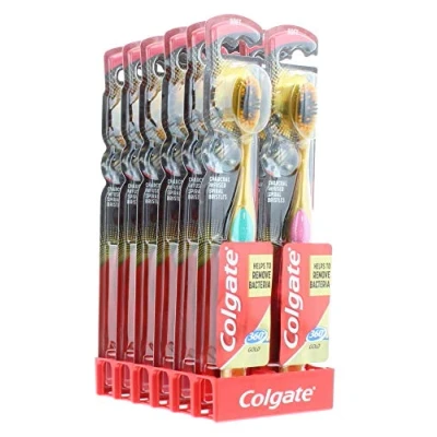 Afbeelding van Colgate Tandenborstel 360 Houtskool Goud Zachte CDU 12 Count